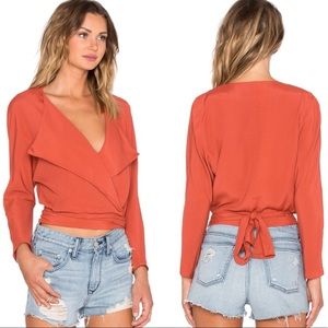 Lovers + Friends Burnt Orange Wrap Top